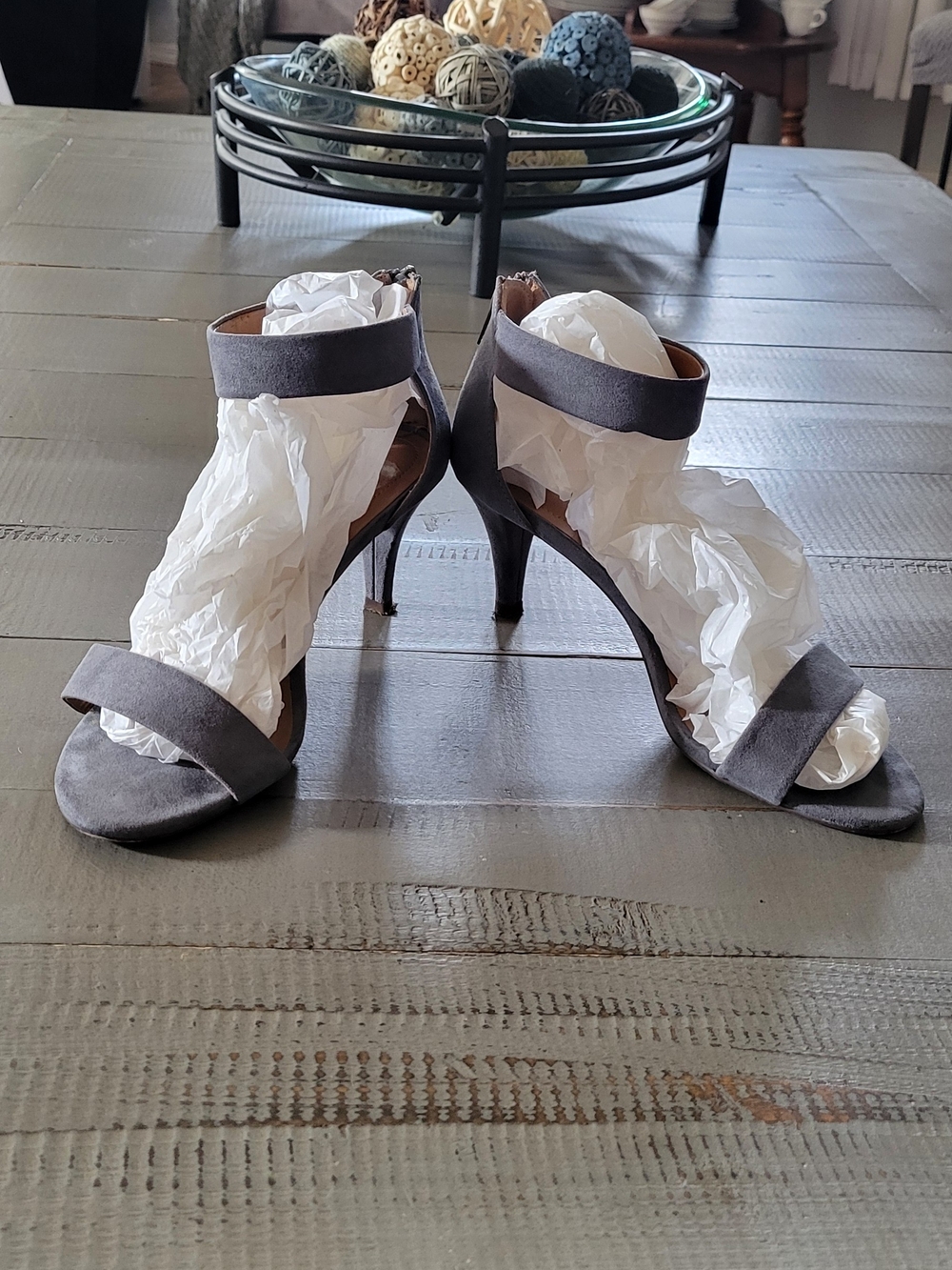 Style & Co. Women's Gray Ankle-Strap Suede 2.5" Heels